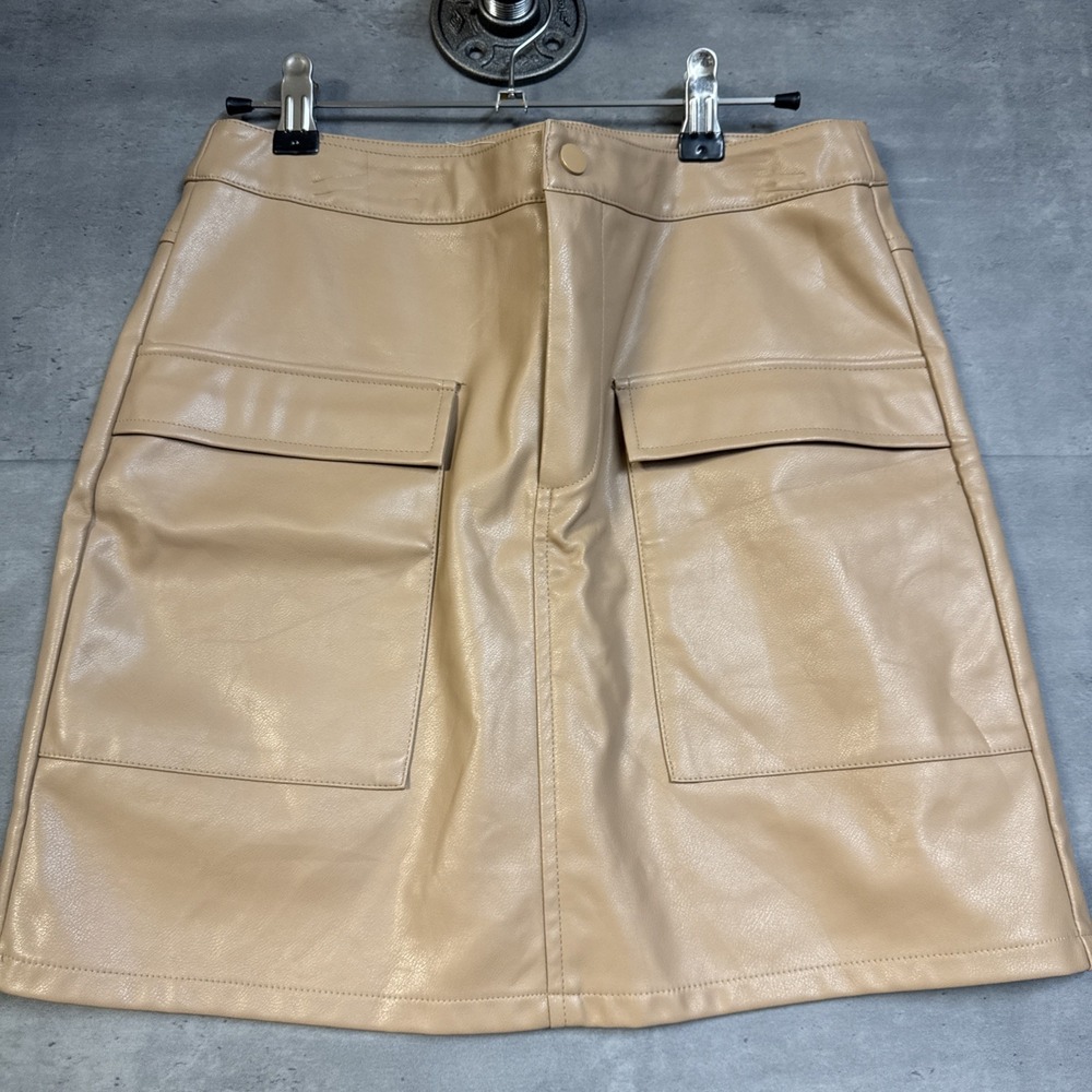 THML Pleather Skirt Beige With Pockets Med